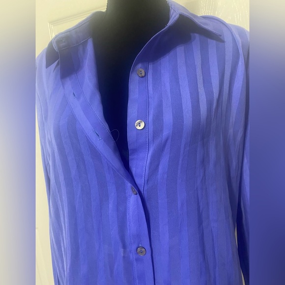 NWT Lulu’s Women's Blue Striped Button-Up Top size XL - Picture 4 of 9